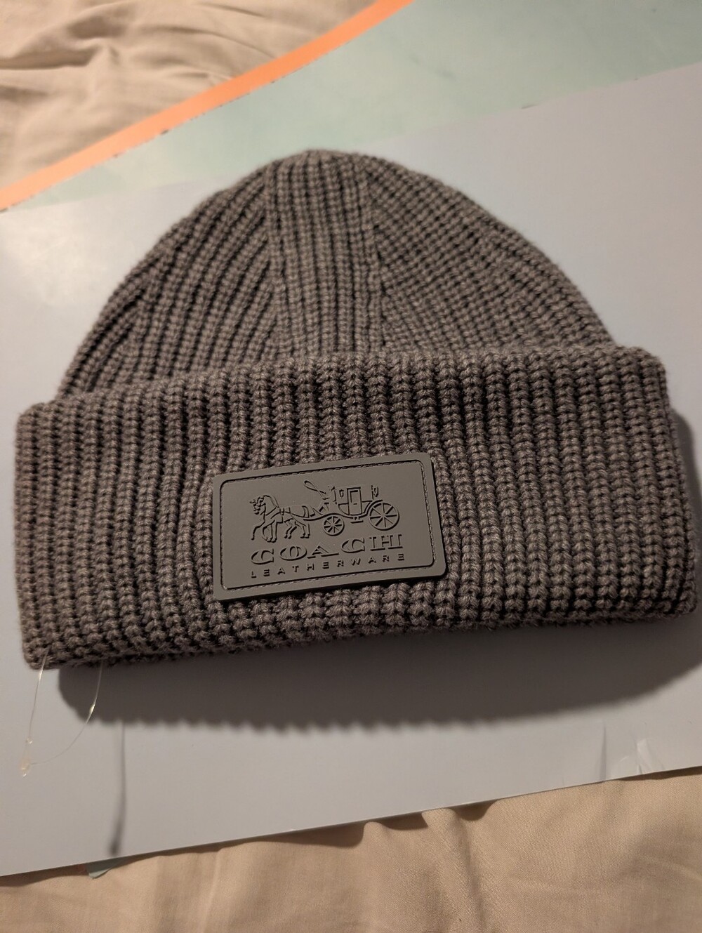 Coach Patch Rib Knit Wool Blend Beanie - Picture 2 of 6